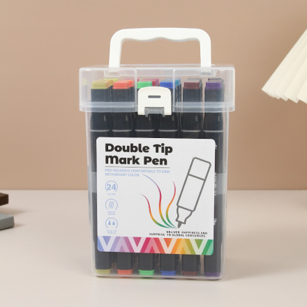 6936706410444 Stylo à double pointe noire avec support (24 couleurs) 14,9